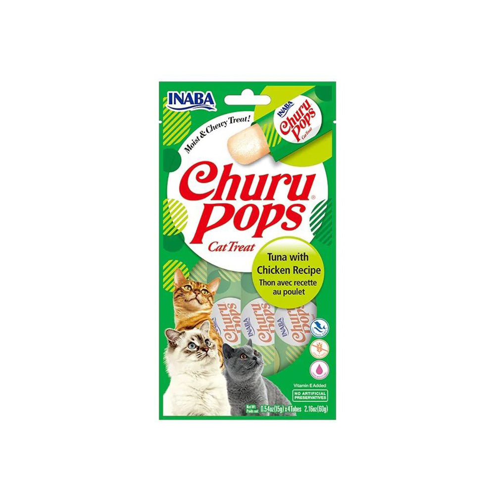 Cat Food: INABA Churu Pops Tuna With Chicken Recipe  (15G X 4) 6PK