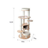 Cat Furniture: HONEYPOTCAT MZ Varnished Solid Wood Cat Tower With Capsule - 163cm