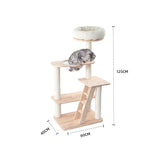 Cat Furniture: HONEYPOTCAT Serenity Plush Top Cat Tower - Wood Varnish 125cm