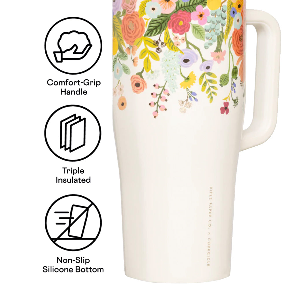 Wellness Accessories: Corkcicle Cruiser - 1.2ltr Rifle Paper - Garden Party Cream