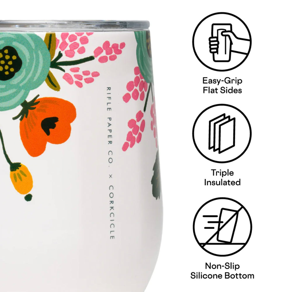 Wellness Accessories: Corkcicle Stemless - 340ml Rifle Paper - Garden Party Cream