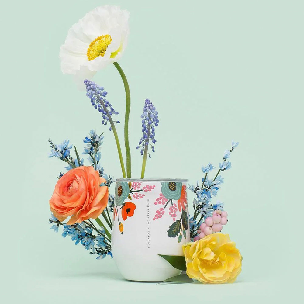 Wellness Accessories: Corkcicle Stemless - 340ml Rifle Paper - Garden Party Cream