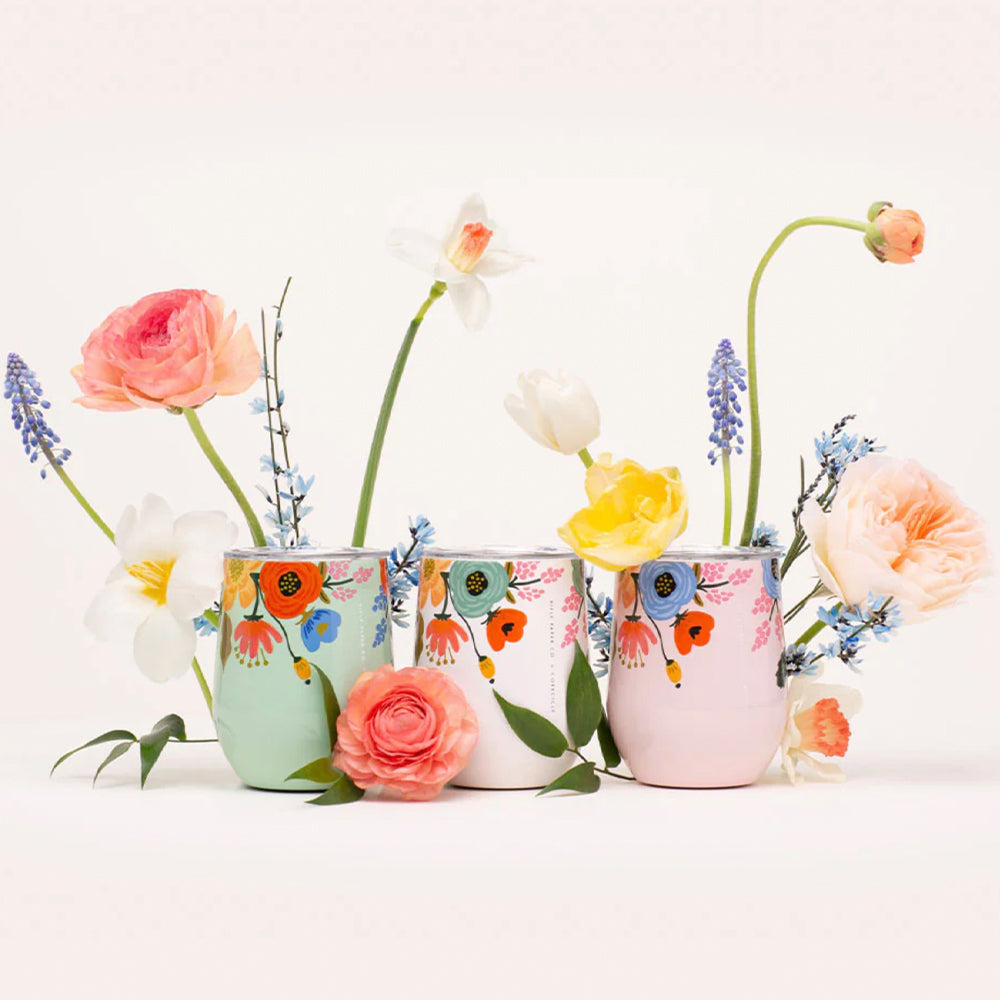 Wellness Accessories: Corkcicle Stemless - 340ml Rifle Paper - Garden Party Cream