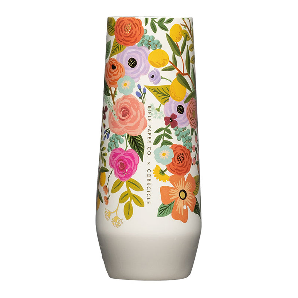 Wellness Accessories: Corkcicle Stemless Flute - 207ml Rifle Paper - Garden Party Cream