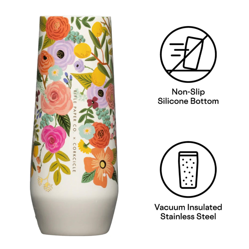 Wellness Accessories: Corkcicle Stemless Flute - 207ml Rifle Paper - Garden Party Cream