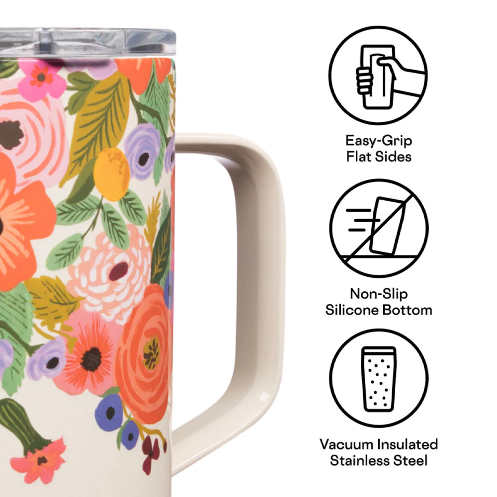 Wellness Accessories: Corkcicle Mug - 500ml Rifle Paper - Garden Party Cream
