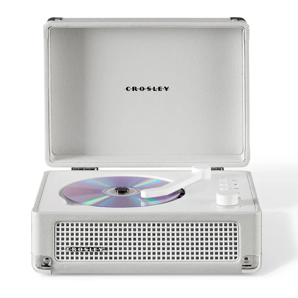 Crosley Cruiser Portable Retro CD Player with Stereo Bluetooth Speakers, FM Radio - White Sands