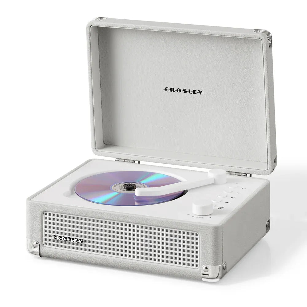 Crosley Cruiser Portable Retro CD Player with Stereo Bluetooth Speakers, FM Radio - White Sands