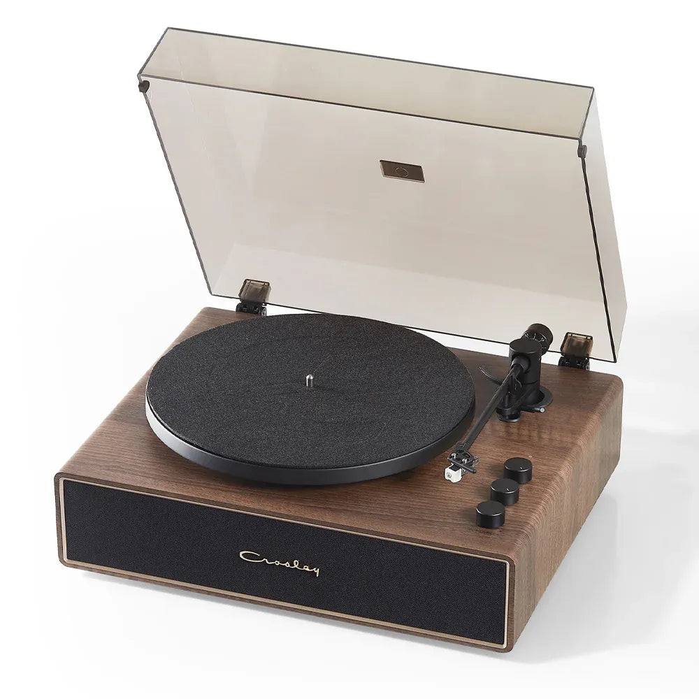 Crosley Stave 2-Speed Bluetooth Record Player Turntable with Built-in Speakers, Walnut