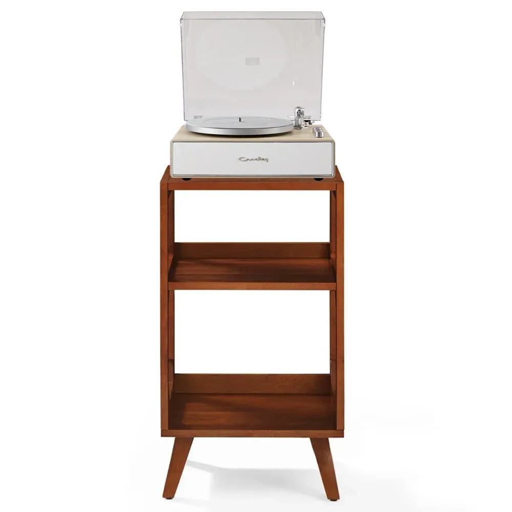 Crosley Stave 2-Speed Bluetooth Record Player Turntable with Built-in Speakers  + Crosley Asheville Stand Bundle - Natural