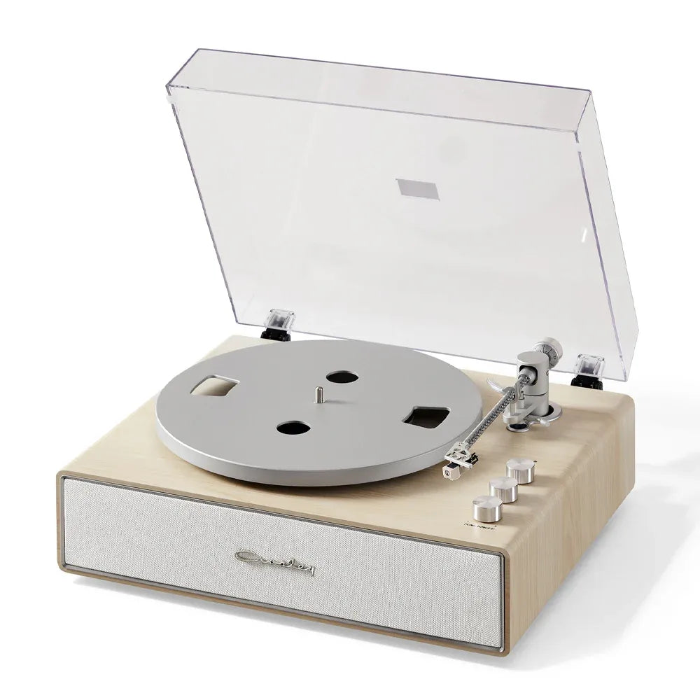 Crosley Stave 2-Speed Bluetooth Record Player Turntable with Built-in Speakers  + Crosley Asheville Stand Bundle - Natural