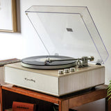 Crosley Stave 2-Speed Bluetooth Record Player Turntable with Built-in Speakers  + Crosley Asheville Stand Bundle - Natural