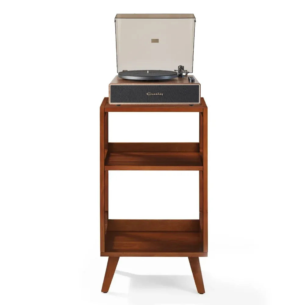 Crosley Stave 2-Speed Bluetooth Record Player Turntable with Built-in Speakers  + Crosley Asheville Stand Bundle - Walnut