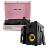 Audio Players & Recorders: Crosley Cruiser Bluetooth Portable Turntable - Blush Pink + Bundled Majority D40X Bluetooth Speakers