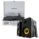 Audio Players & Recorders: Crosley Cruiser Bluetooth Portable Turntable - Silver + Bundled Majority D40X Bluetooth Speakers