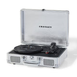 Audio Players & Recorders: Crosley Cruiser Bluetooth Portable Turntable - Silver + Bundled Majority D40X Bluetooth Speakers