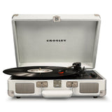 Crosley Cruiser Bluetooth Portable Turntable - White Sands + Bundled Majority D40 Bluetooth Speakers