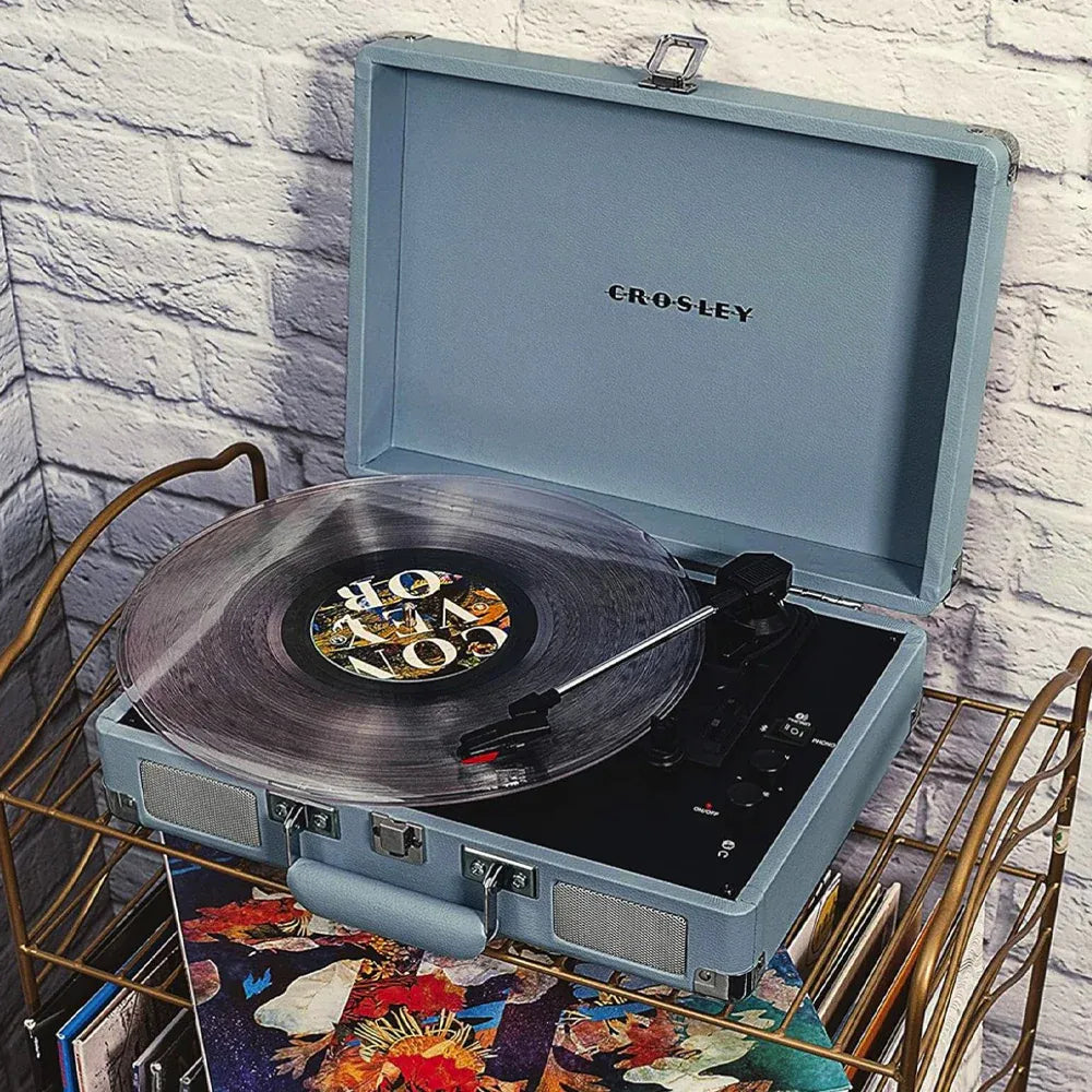 Crosley Cruiser Bluetooth Portable Turntable - Tourmaline + Crosley Entertainment Stand Bundle