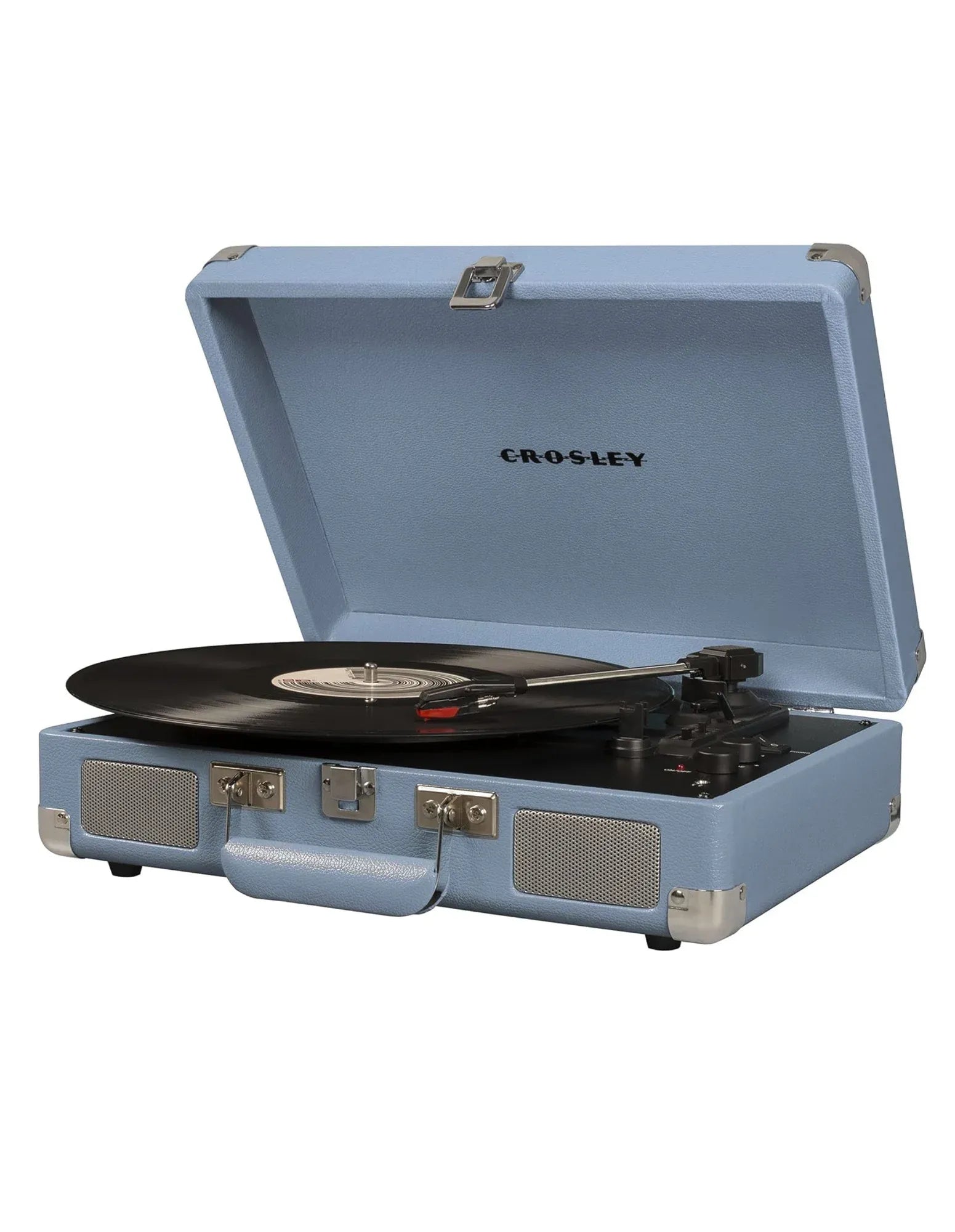 Crosley Cruiser Bluetooth Portable Turntable - Turquoise + Gadhouse Vinyl Rack Bundle - Black