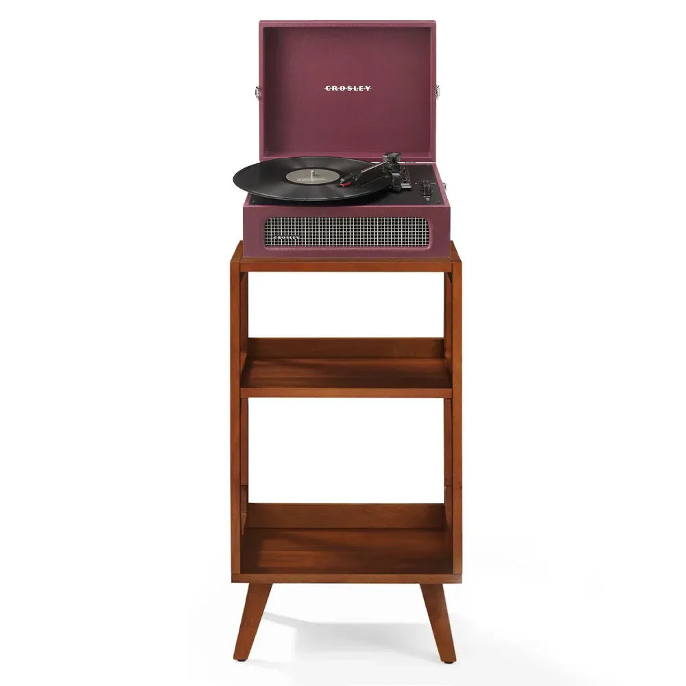 Crosley Voyager Bluetooth Portable Turntable + Crosley Asheville Stand Bundle  - Burgundy