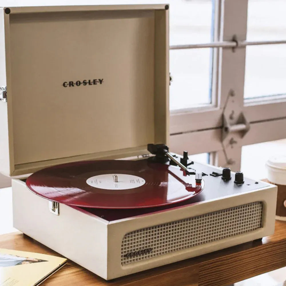Crosley Voyager Bluetooth Portable Turntable + Crosley Asheville Stand Bundle - Dune