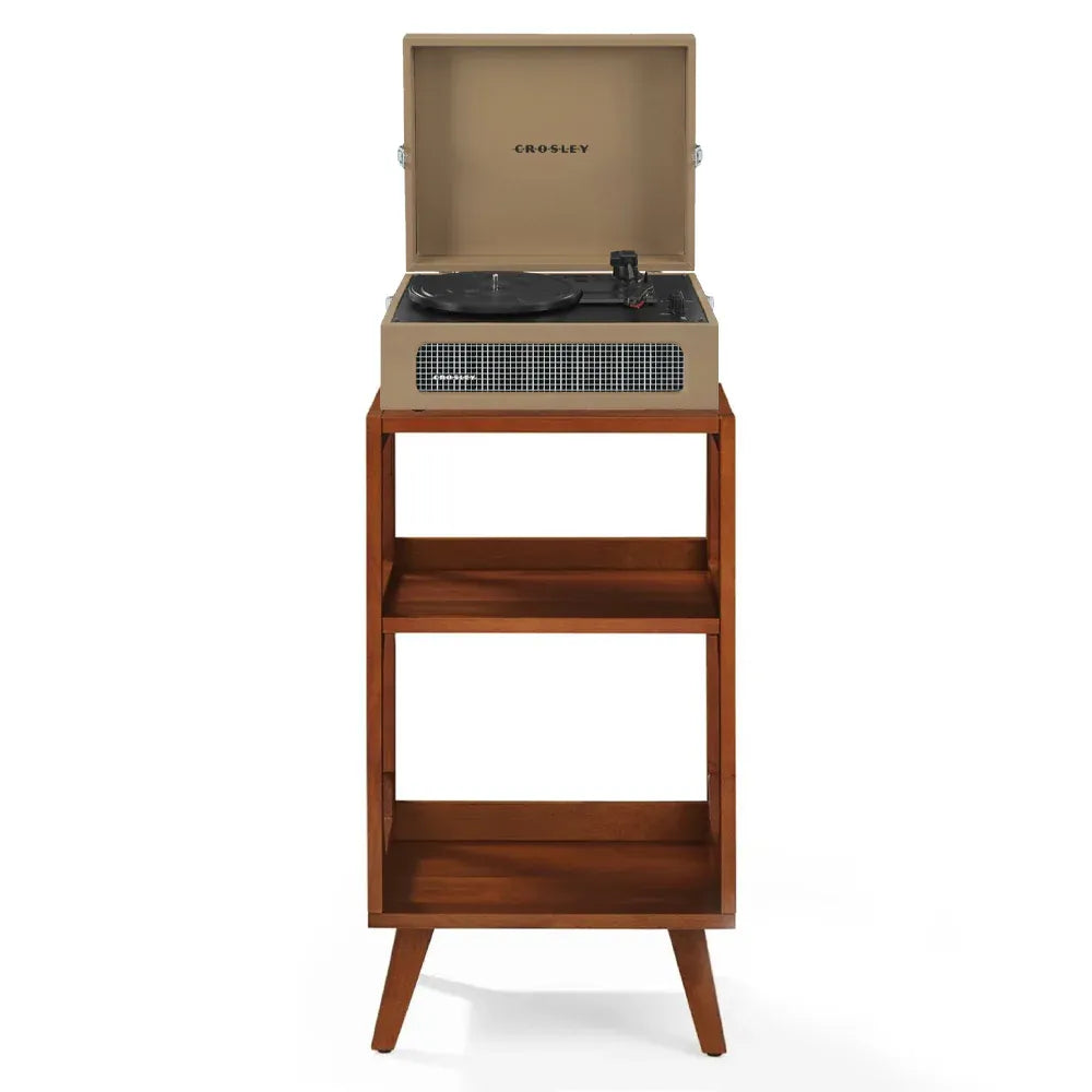 Crosley Voyager Bluetooth Portable Turntable + Crosley Asheville Stand Bundle- Tan