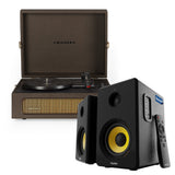 Audio Players & Recorders: Crosley Voyager Bluetooth Portable Turntable - Cocoa + Bundled Majority D40X Bluetooth Speakers - Black