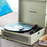 Audio Players & Recorders: Crosley Voyager Bluetooth Portable Turntable - Sage + Bundled Majority D40X Bluetooth Speakers - Black