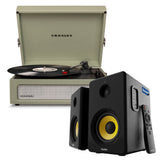 Audio Players & Recorders: Crosley Voyager Bluetooth Portable Turntable - Sage + Bundled Majority D40X Bluetooth Speakers - Black