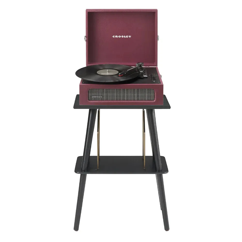 Crosley Voyager Bluetooth Portable Turntable + Entertainment Stand Bundle  - Burgundy
