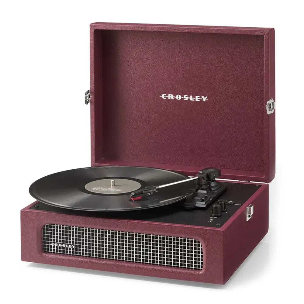 Crosley Voyager Bluetooth Portable Turntable + Entertainment Stand Bundle  - Burgundy