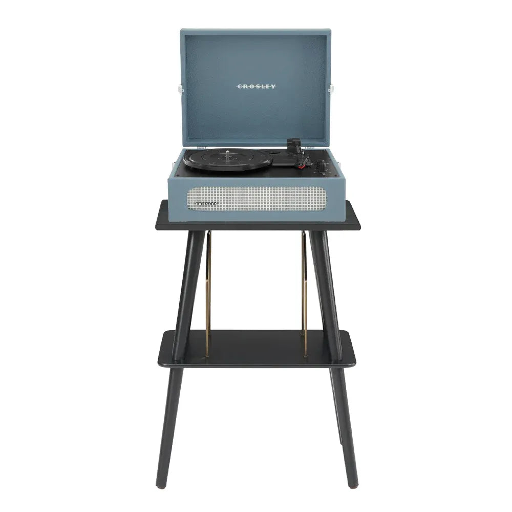Crosley Voyager Bluetooth Portable Turntable + Entertainment Stand Bundle  - Washed Blue