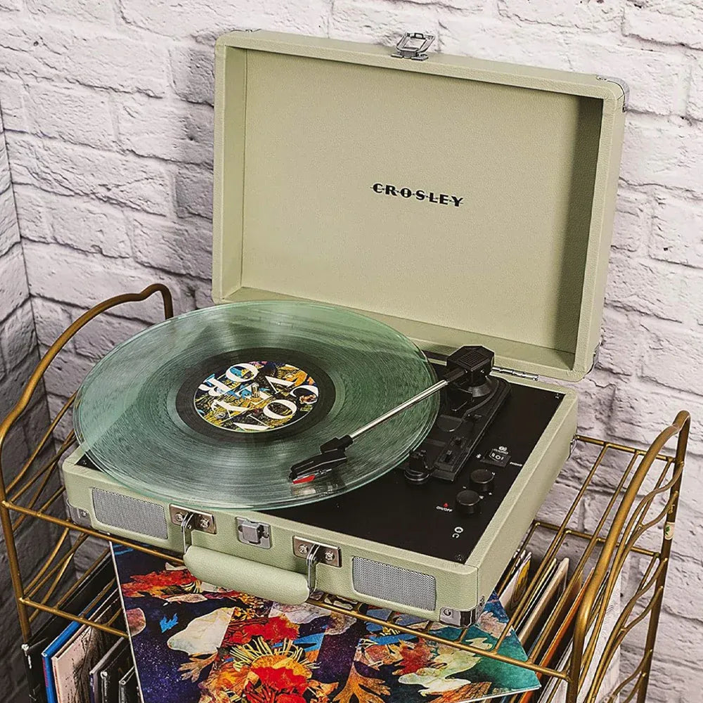 Crosley Cruiser Bluetooth Portable Turntable - Mint + Bundled Crosley Record Storage Crate