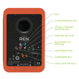 Audio Speakers: Kanto REN 200W Powered Bookshelf Speakers with HDMI ARC, USB-C, and Bluetooth 5.3 - Matte Orange, Pair