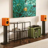 Audio Speakers: Kanto REN 200W Powered Bookshelf Speakers with HDMI ARC, USB-C, and Bluetooth 5.3 - Matte Orange, Pair