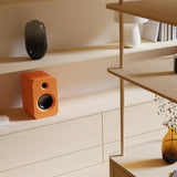 Audio Speakers: Kanto REN 200W Powered Bookshelf Speakers with HDMI ARC, USB-C, and Bluetooth 5.3 - Matte Orange, Pair
