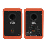 Audio Speakers: Kanto REN 200W Powered Bookshelf Speakers with HDMI ARC, USB-C, and Bluetooth 5.3 - Matte Orange, Pair