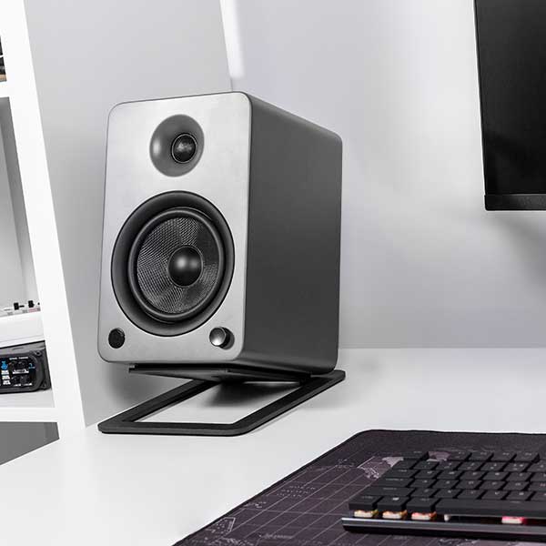 Speaker Accessories: Kanto S6 Angled Desktop Speaker Stands for Large Speakers - Pair, Black