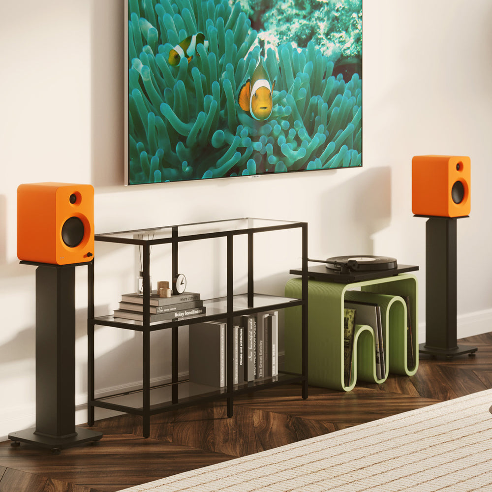 Speaker Accessories: Kanto SX30W 30" Tall Fillable Speaker Stands with Isolation Feet - Pair, White