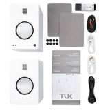 Bluetooth Speakers: Kanto TUK 260W Powered Bookshelf Speakers with Headphone Out, USB Input, Dedicated Phono Pre-amp, Bluetooth - Pair, Matte White