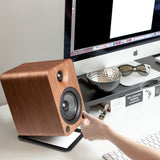 Bluetooth Speakers: Kanto YU4 140W Powered Bookshelf Speakers with Bluetooth and Phono Preamp - Pair, Walnut