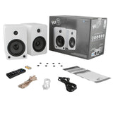 Bluetooth Speakers: Kanto YU6 200W Powered Bookshelf Speakers with Bluetooth and Phono Preamp - Pair, Matte White