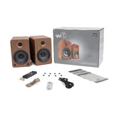 Bluetooth Speakers: Kanto YU6 200W Powered Bookshelf Speakers with Bluetooth and Phono Preamp - Pair, Walnut