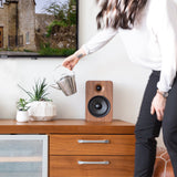 Bluetooth Speakers: Kanto YU6 200W Powered Bookshelf Speakers with Bluetooth and Phono Preamp - Pair, Walnut