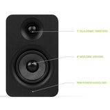 Bluetooth Speakers: Kanto YU Passive 4" Speakers with 1" Silk Dome Tweeter and 4" Kevlar Woofer - Black, Pair