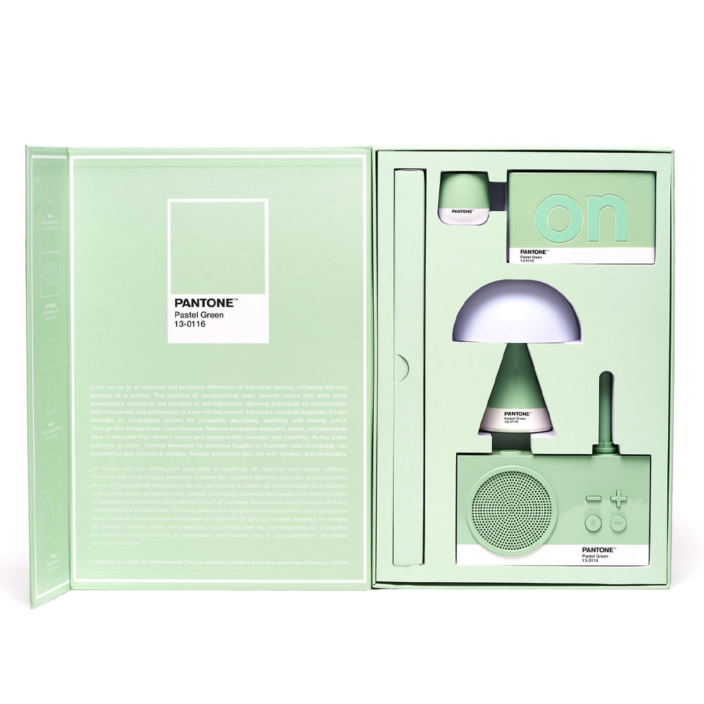 Table Lamps: Lexon GIFT Set PANTONE - Includes Mino+ Mini Speaker, Flip Classic Clock, Mina M Lamp, Thykho 3  Speaker - Green