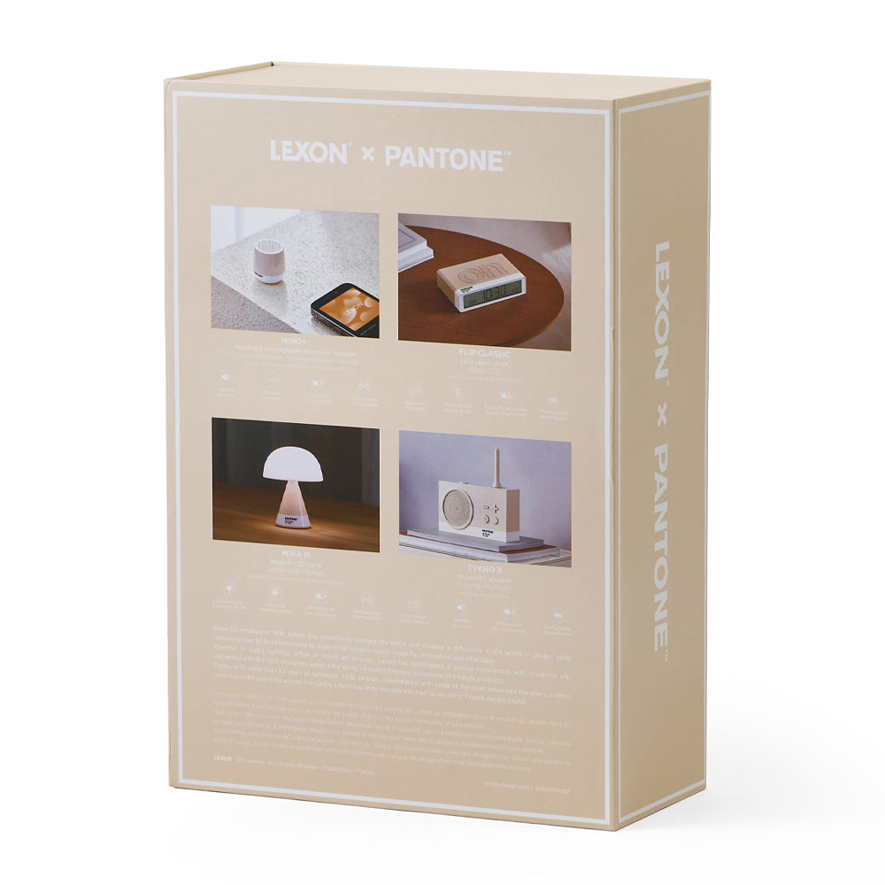 Table Lamps: Lexon GIFT Set PANTONE - Includes Mino+ Mini Speaker, Flip Classic Clock, Mina M Lamp, Thykho 3  Speaker - Sand