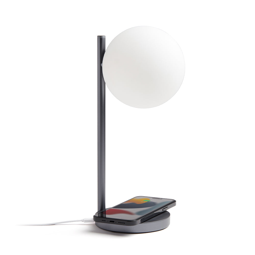 Table Lamps: Lexon Bubble Desk Lamp With Built-In Wireless Charger - Gunmetal