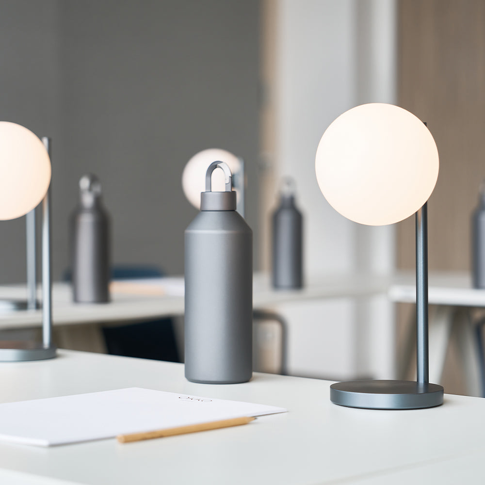 Table Lamps: Lexon Bubble Desk Lamp With Built-In Wireless Charger - Gunmetal