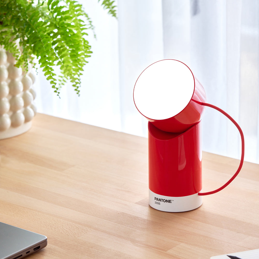 Table Lamps: Lexon Orbe Portable Led Lamp With Moving Head PANTONE - 2035 Red